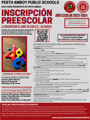 Preschool Registration Flyer in Spanish